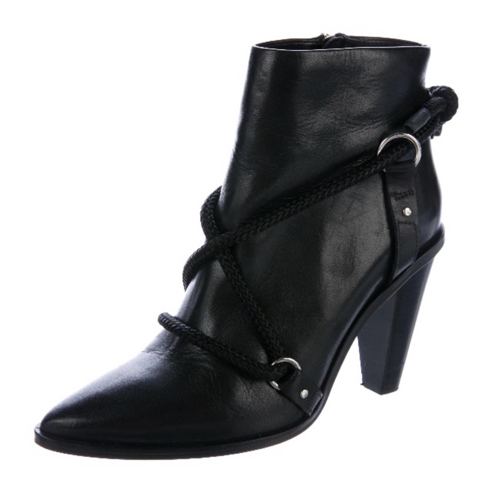 IRO Wikson Black Leather Fall Ankle Booties, SZ 8